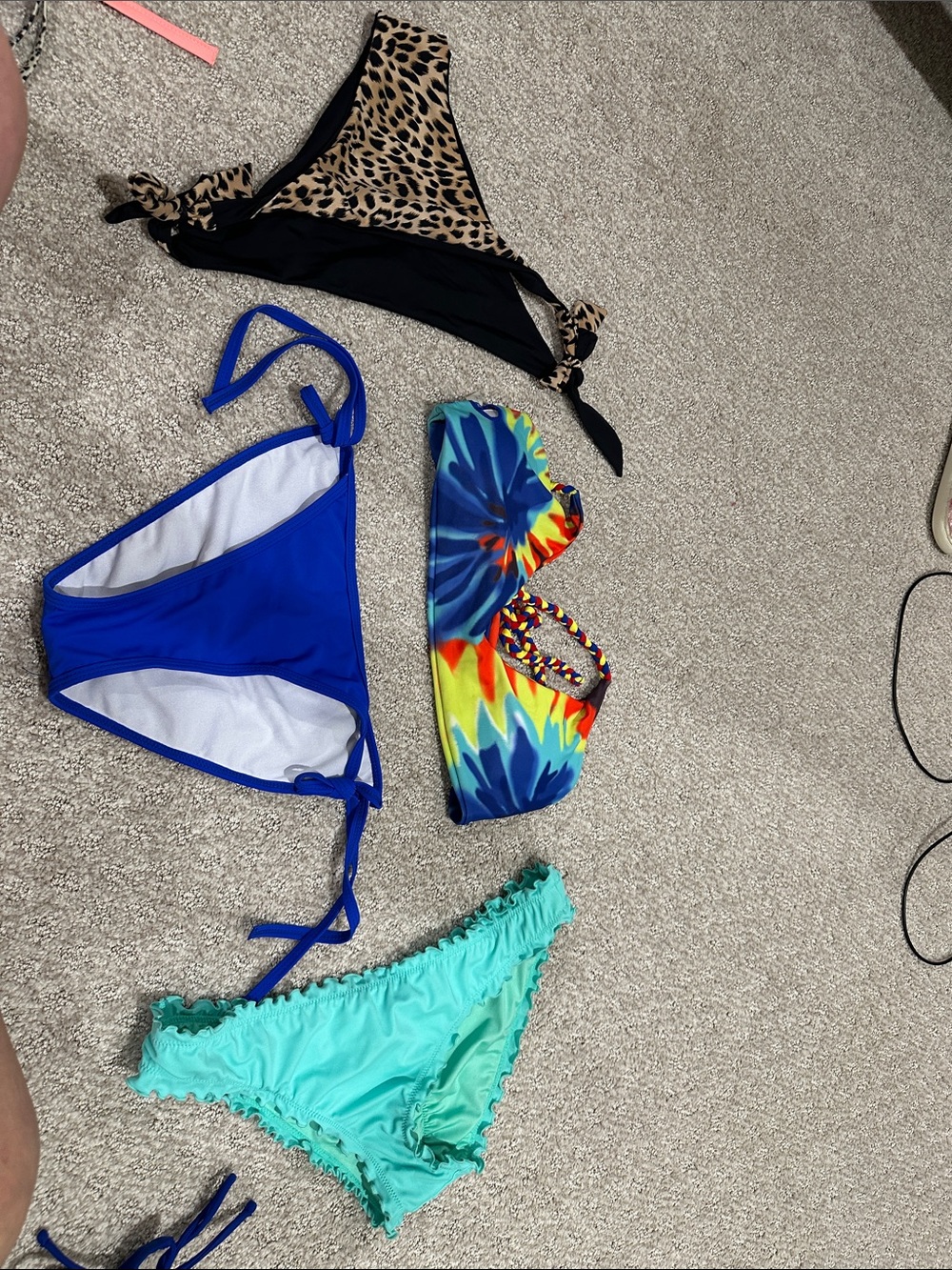 Mixed Bikini Bottoms and Tops - Leopard, Royal Blue, Tie-Dye, Mint
